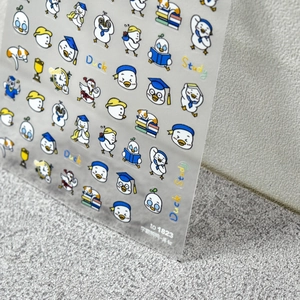 Cute cartoon duck stickers for nail art with thin transparent adhesive backing