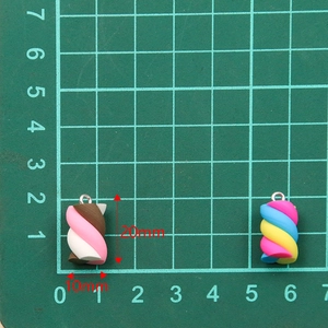 Colorful marshmallow resin pendant charms with dimensions 10x20mm and metal loop