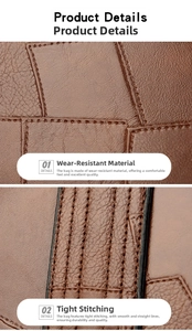 Macro shot of brown faux crocodile leather texture and high-density reinforced stitching