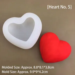 3D heart silicone mold for DIY candles and soap with red heart-shaped finished sample