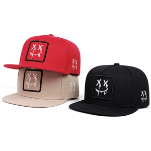 Cappello Da Baseball Snapback Cotone Twill Ricamo Sorriso Piangente X-Eye Regolabile Hip Hop Streetwear Uomo Donna