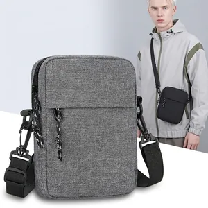 Men Small Crossbody Bag Oxford Fabric Multi Pocket Waterproof Adjustable Strap Casual Shoulder Messenger Bag Lightweight