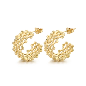 Chic 18K gold plated heart bow drop earrings with sparkling crystals and woven texture