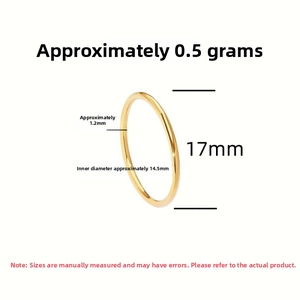 Detailed size measurement showing 14.5mm inner diameter of a minimal gold toe ring