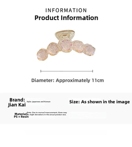 Iridescent 11CM rose hair claw clip made of PS resin in a minimalist Korean style