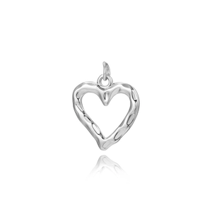 Silver hammered heart pendant in 18k plated copper for DIY jewelry making