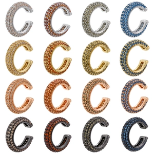 Mode C-Form Ohrmanschette Kupfer Mikro-Pave Bunte Zirkonia Nicht Durchstochene Clip-Ohrringe Für Frauen Luxusschmuck