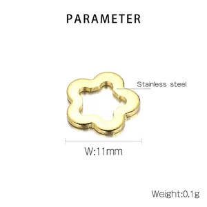 Detailed view of 11mm golden stainless steel flower spacer bead for DIY jewelry making