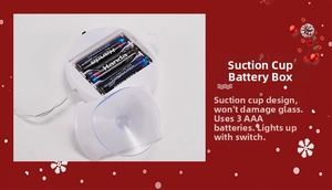 White suction cup battery box for LED Christmas lights powered by 3 AAA batteries