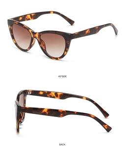 Detail view showing 45-degree side and back angles of vintage cat eye sunglasses