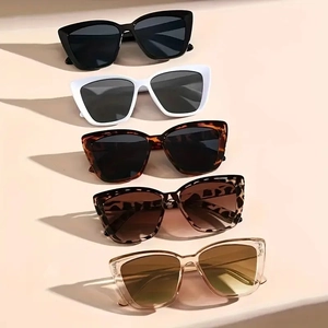 Set of five cat-eye oversized sunglasses in assorted colors with long shadows