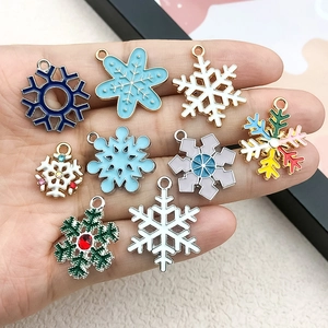 Mix of colorful Christmas snowflake enamel alloy charms for DIY earrings and jewelry