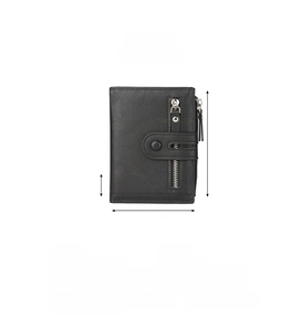 Detailed view of black PU leather wallet internal structure with multiple card slots
