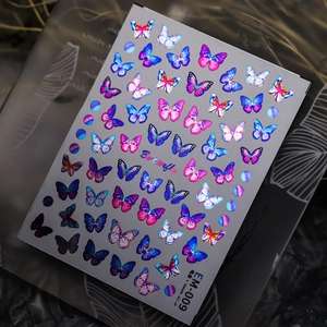 Butterfly Nail Art Stickers Holographic Laser Gradient Gold Foil Metallic Adhesive Decals DIY Manicure Decoration