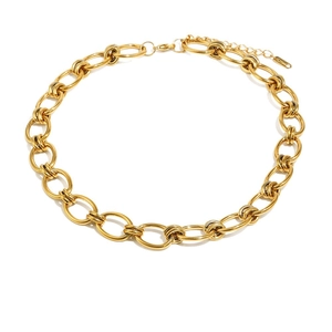 Classic 18K gold plated stainless steel chunky link chain necklace with lobster clasp