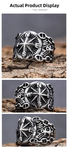 Detailed views of vintage nautical compass ring with anchor and chain textures on bark