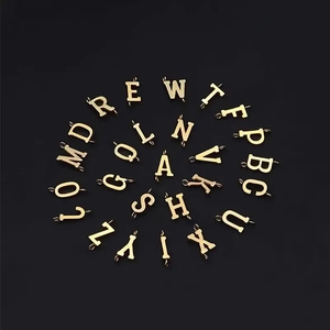 Classic 26 gold alphabet letter charms with dual connector rings for DIY jewelry making