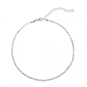 Minimalist S925 sterling silver paperclip chain necklace with lobster clasp for women