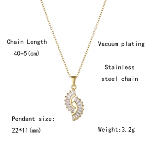 Detaillierte Größentabelle der goldener Edelstahlkette mit fächerförmigem Zirkonia