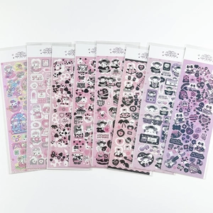 Cute Kawaii Laser Glitter Cartoon Stickers For Scrapbooking PET Material Animal Heart Character Decorative Stickers For DIY Arts Crafts
