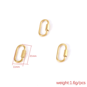 Three golden stainless steel screw lock connectors for bags and DIY jewelry projects