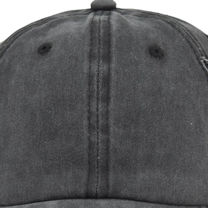 Washed distressed ponytail baseball cap with top vent details and vintage grey cotton fabric