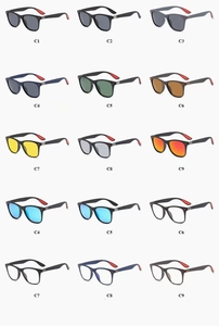 Matrix view of classic men sunglasses in nine colors with UV protection resin frames