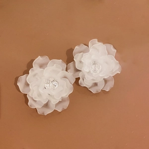 Weiße Acryl Blumen Ohrstecker Mit Kristall Legierung Und 925 Sterling Silber Ohrstecker Elegant Blumig Damen Schmuck