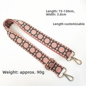 Adjustable 3.8cm wide replacement strap with pink cannage pattern and gold hooks