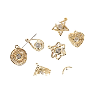 Luxurious gold-plated geometric pendants with sparkling zircon inlays for DIY jewelry