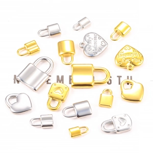 Stainless Steel Mini Lock Heart Pendant Charms Polished DIY Necklace Bracelet Jewelry Making Findings Accessories