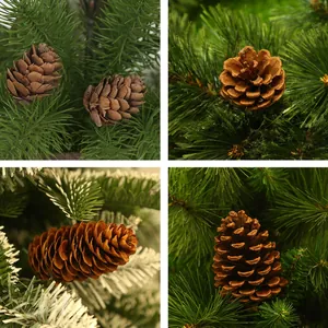 Natural pine cones with green pine needles for Christmas decoration and floral arrangements