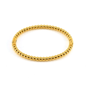 Elegant gold stainless steel beaded bangle featuring a classic round bead design and clasp