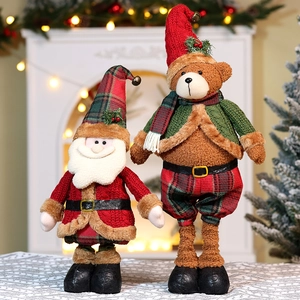 Charming telescopic Christmas plush dolls with Santa and teddy bear for holiday decor