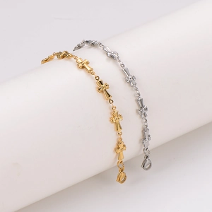 Bracelets rétro à maillons en croix en acier inoxydable doré et argenté pour couples