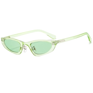Cat eye sunglasses in light green transparent frame with tinted lenses for women