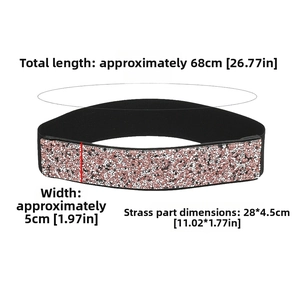 Elastic waist belt with pink and silver rhinestones, width 5cm, length 68cm