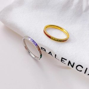 Rainbow cubic zirconia stackable rings in gold and silver finish for women