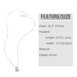 Detail view of silver letter A pendant necklace with Zircon size specifications