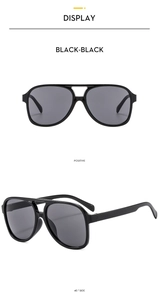 Front and 45-degree side views of black double-bridge aviator sunglasses for sun protection