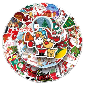 Variety pack of 50 colorful Christmas graffiti stickers for luggage and laptops