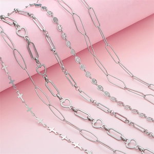 Stainless Steel Jewelry Chains For DIY Necklace Bracelet Making Heart Cross Star Smile Geometric Links