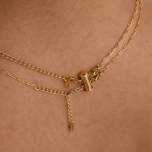 18k gold plated stainless steel layered necklace connector with 925 hallmarked tag