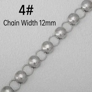 Close-up of 12mm silver beaded chain with frosted texture for DIY jewelry and bags