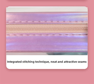 Macro detail of iridescent jewelry box featuring integrated sewing and precise stitching