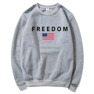 Sweat à capuche unisexe gris chiné avec texte Freedom et drapeau américain