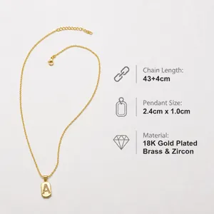 Λεπτομερής κάρτα για 18K επιχρυσωμένο μενταγιόν με γράμμα Α και πέτρες ζιργκόν