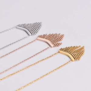 Bohemian fan-shaped tassel necklaces in silver, rose gold, and gold stainless steel
