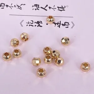 Faceted Copper Spacer Beads Gold Plated Metal Loose Beads For DIY Jewelry Making Bracelet Necklace