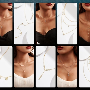 Bohemian 925 Sterling Silver Freshwater Pearl Rhinestone Multi-layer Necklace For Women Gold Silver Moon Tassel Jewelry Gift